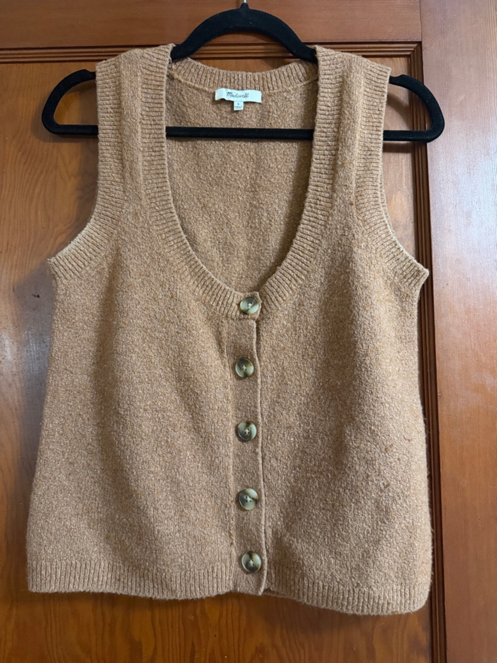 Madewell Tan Button-Front Knit Vest Size Small
